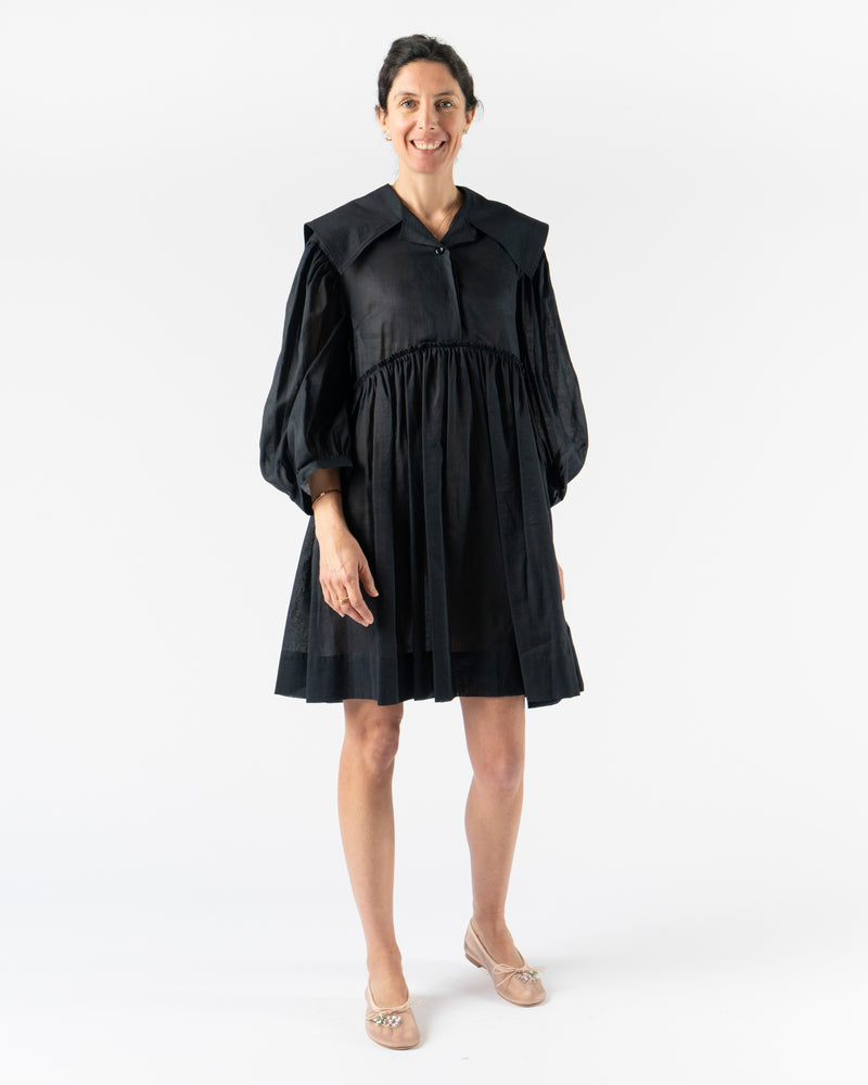 Simone Rocha Short Sailor Collar Puff Sleeve Shirt Dress in Black