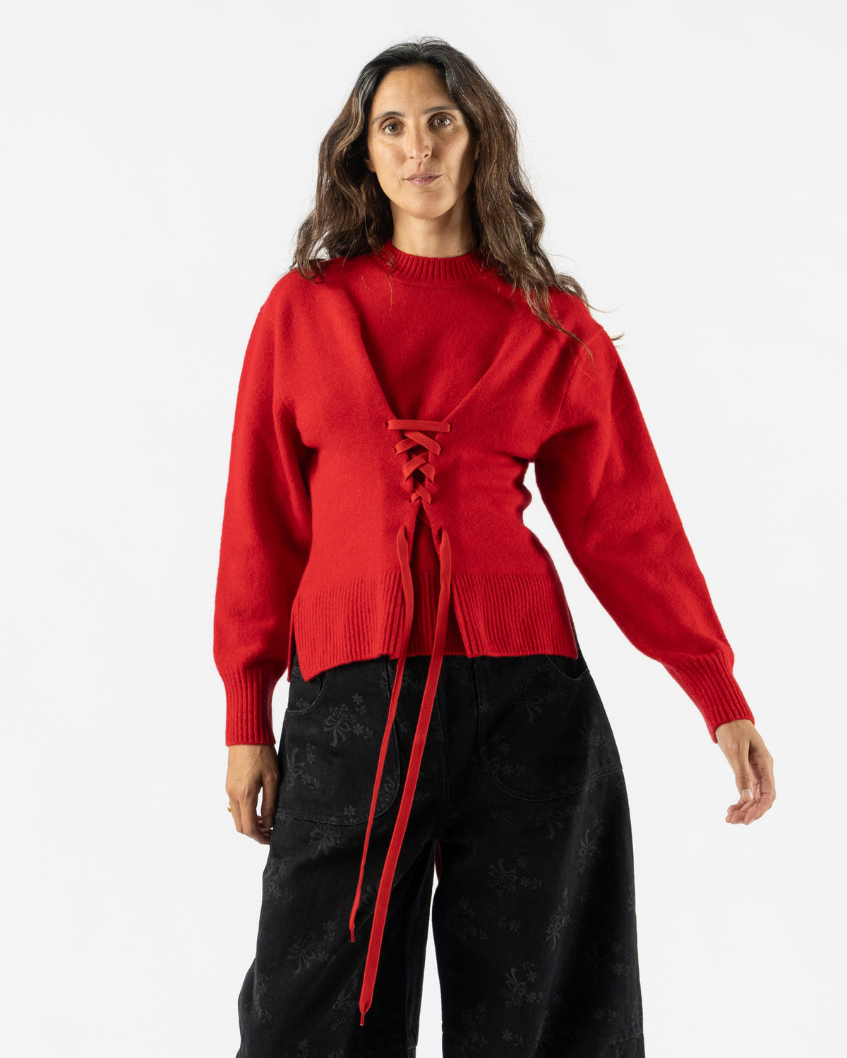 Simone Rocha Merino Sculpted Corset Jumper in Red