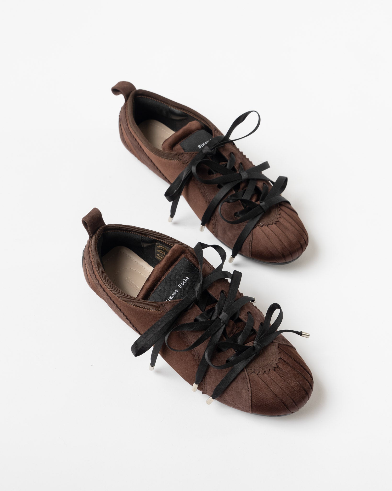 Simone Rocha Ballerina Grip Trainer Satin Brown Curated at Jake
