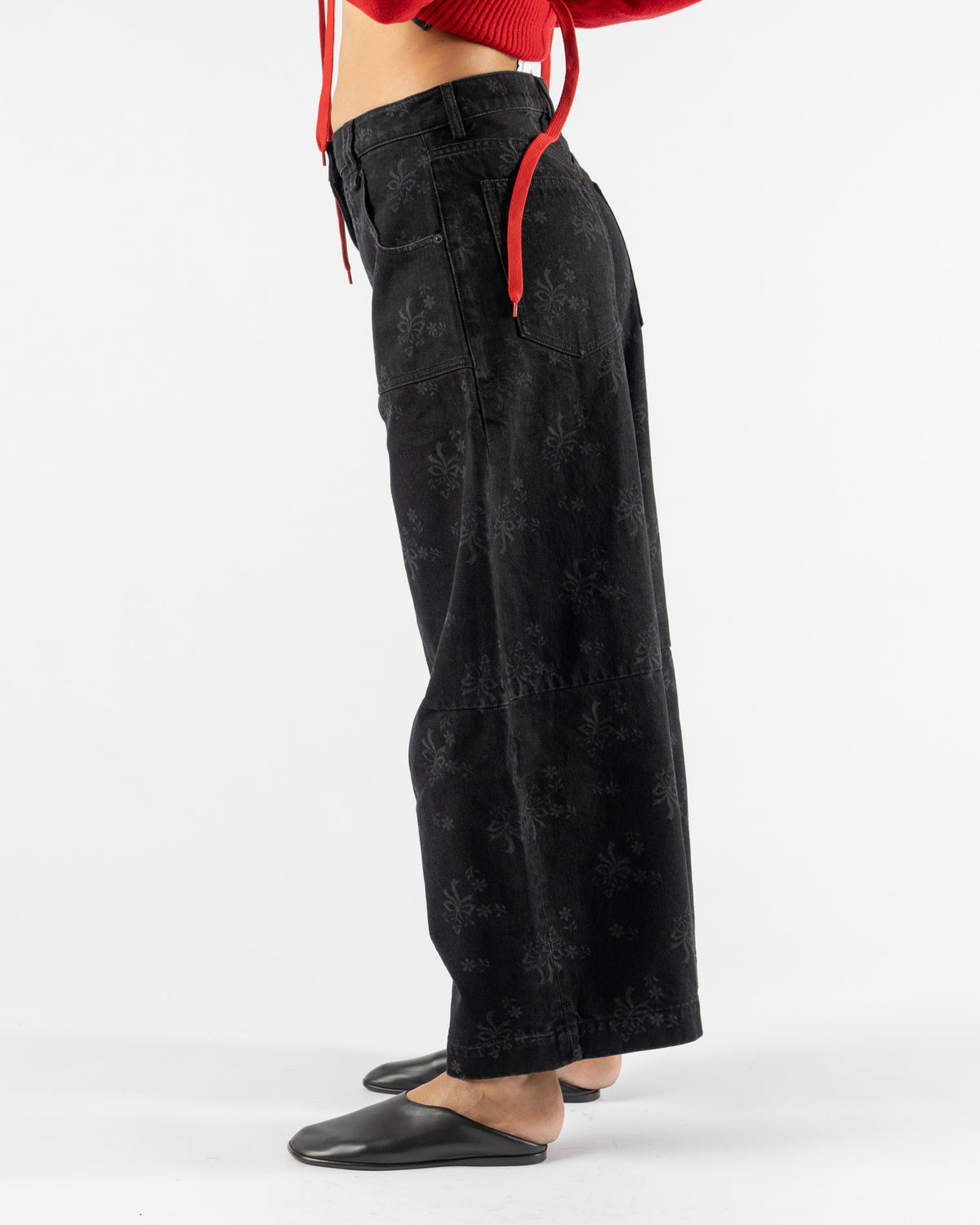 Simone Rocha Cropped Utility Wide Leg Curve Jeans in Black
