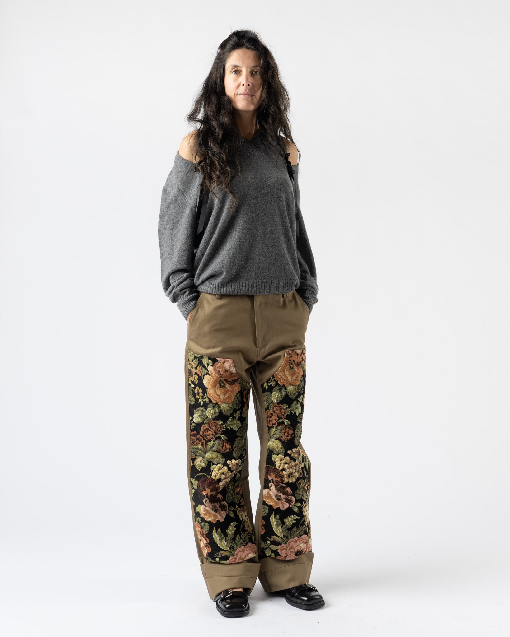 Simone Rocha Patchwork Workwear Trousers in Khaki/Multi