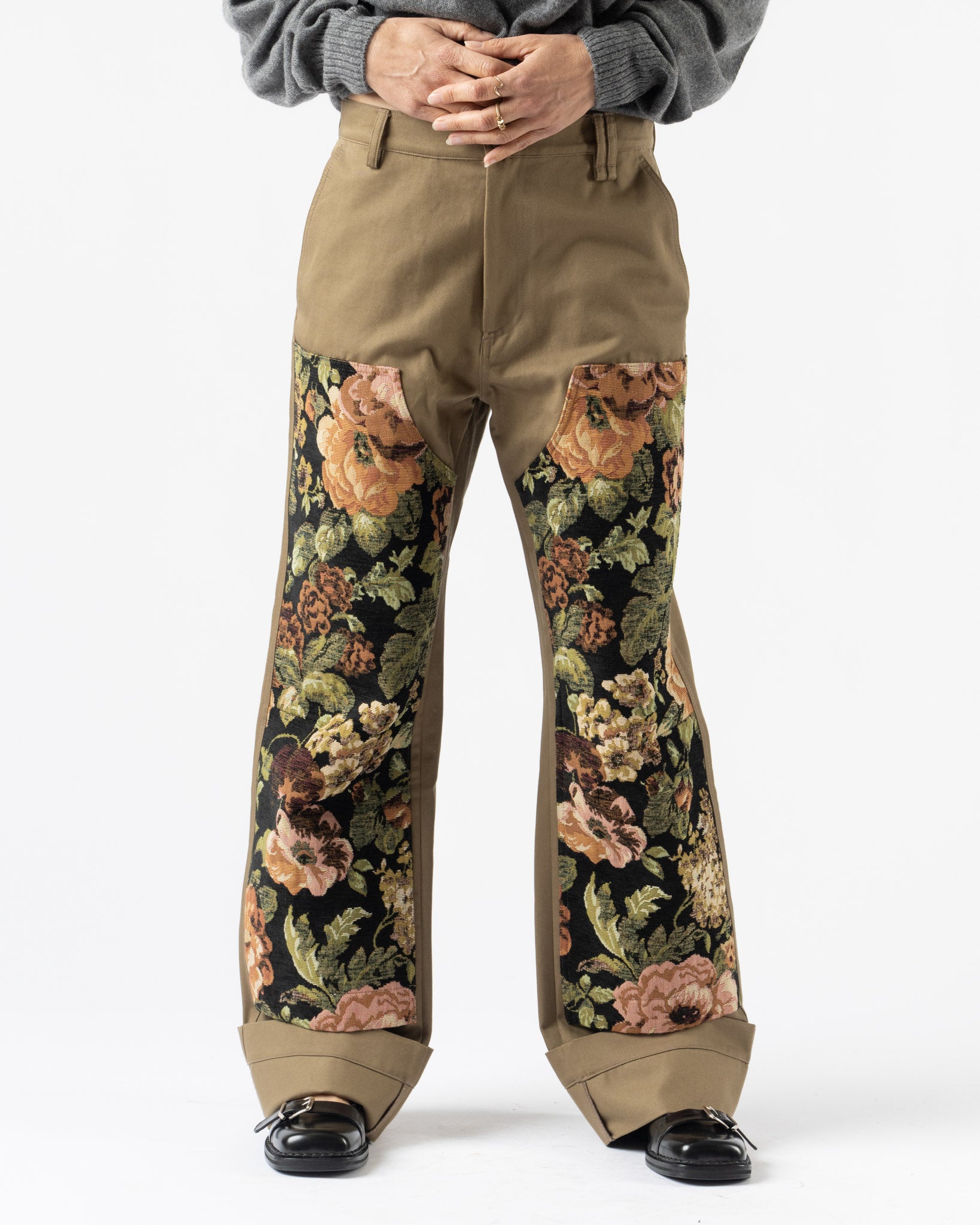 Simone Rocha Patchwork Workwear Trousers in Khaki/Multi