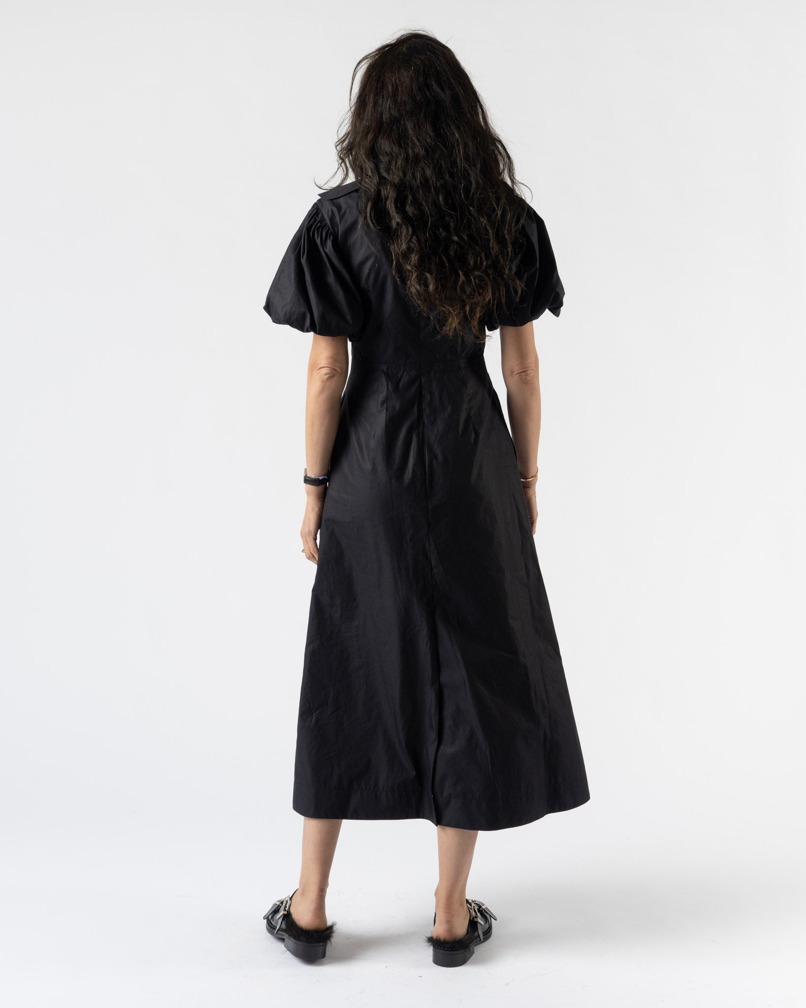 Simone Rocha Puff Sleeve Petal Collar Dress in Black