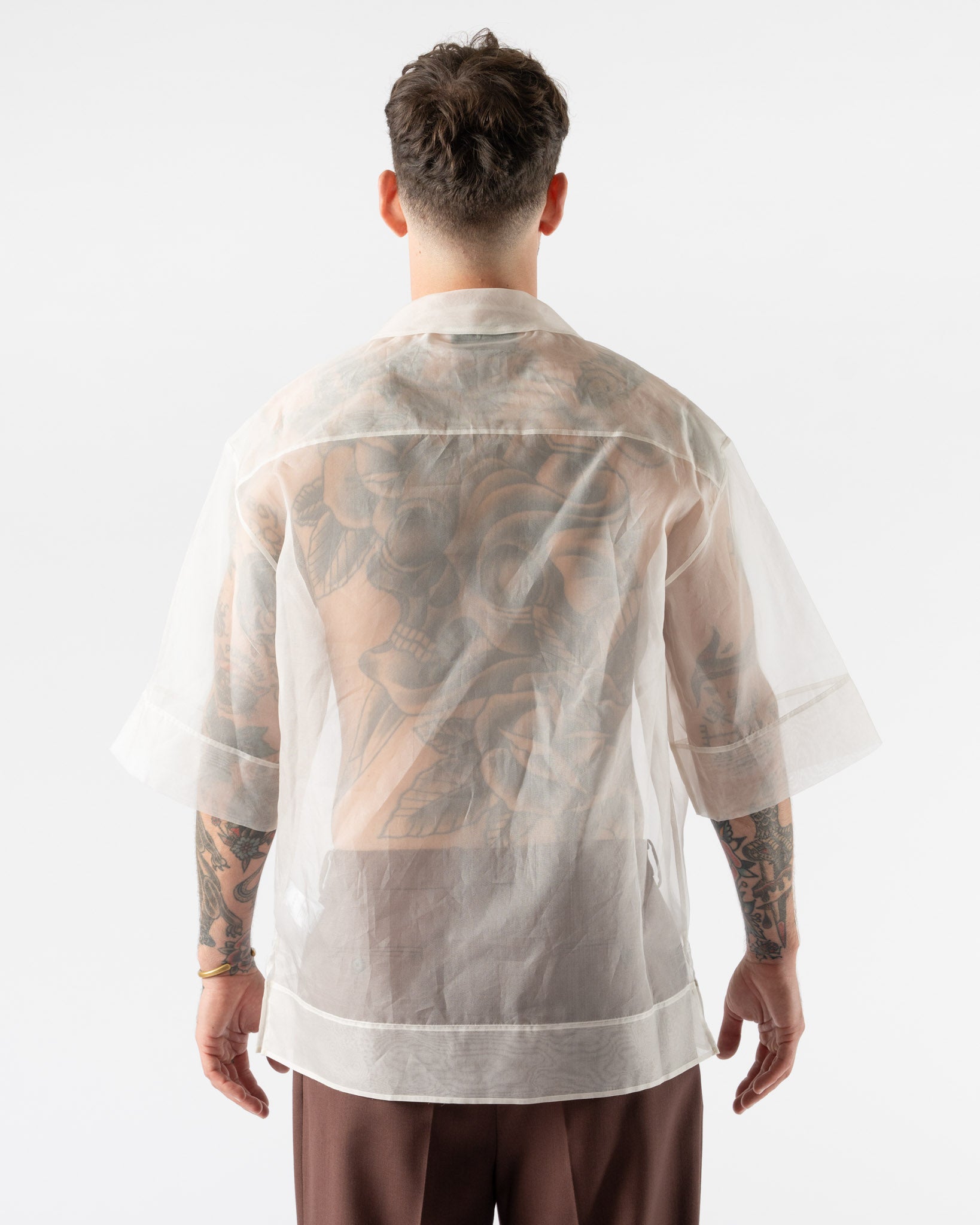 Simone Rocha Ribbon Chain Boxy Shirt in Ivory