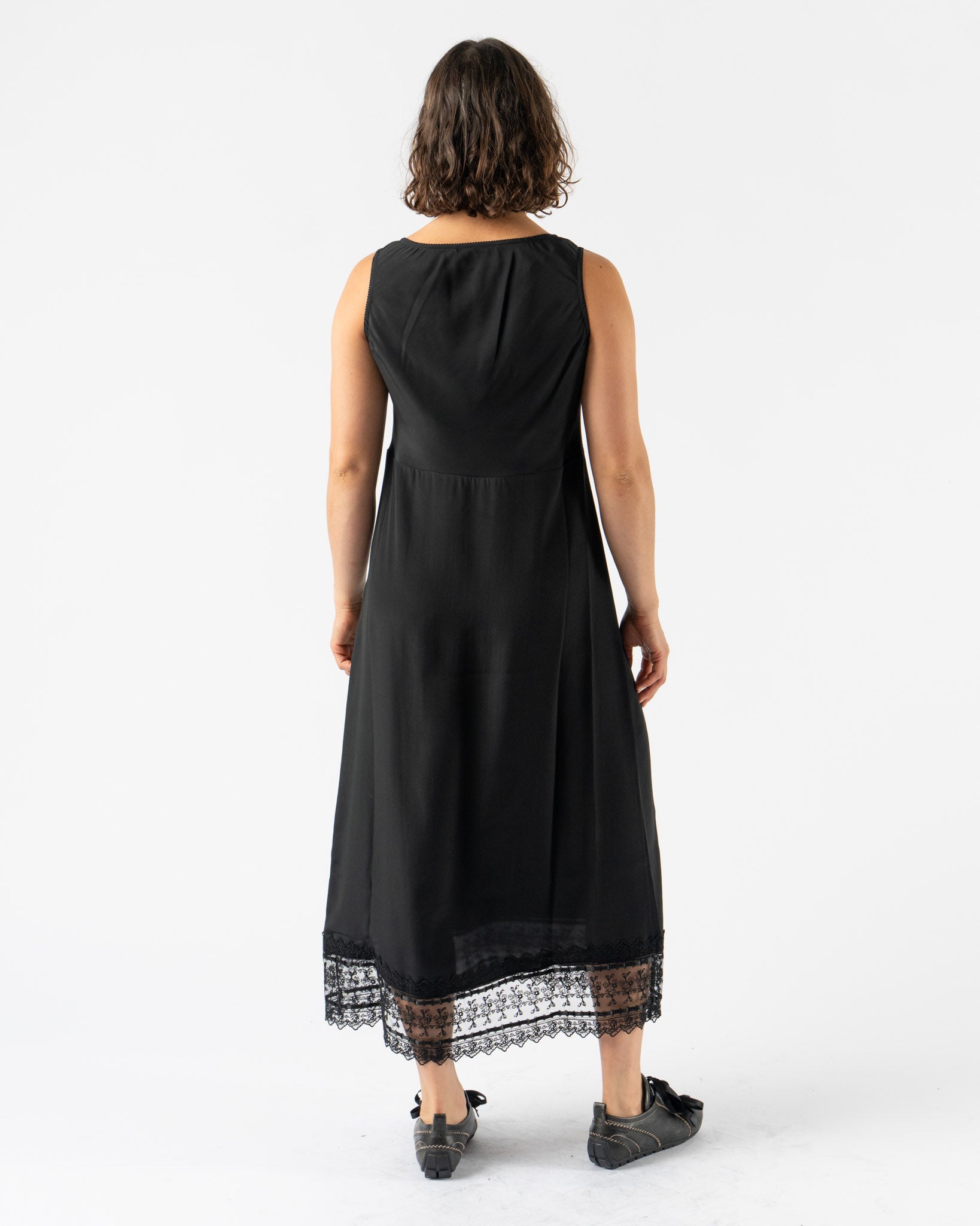 Simone Rocha Scoop Neck Slip Dress with Trim in Black