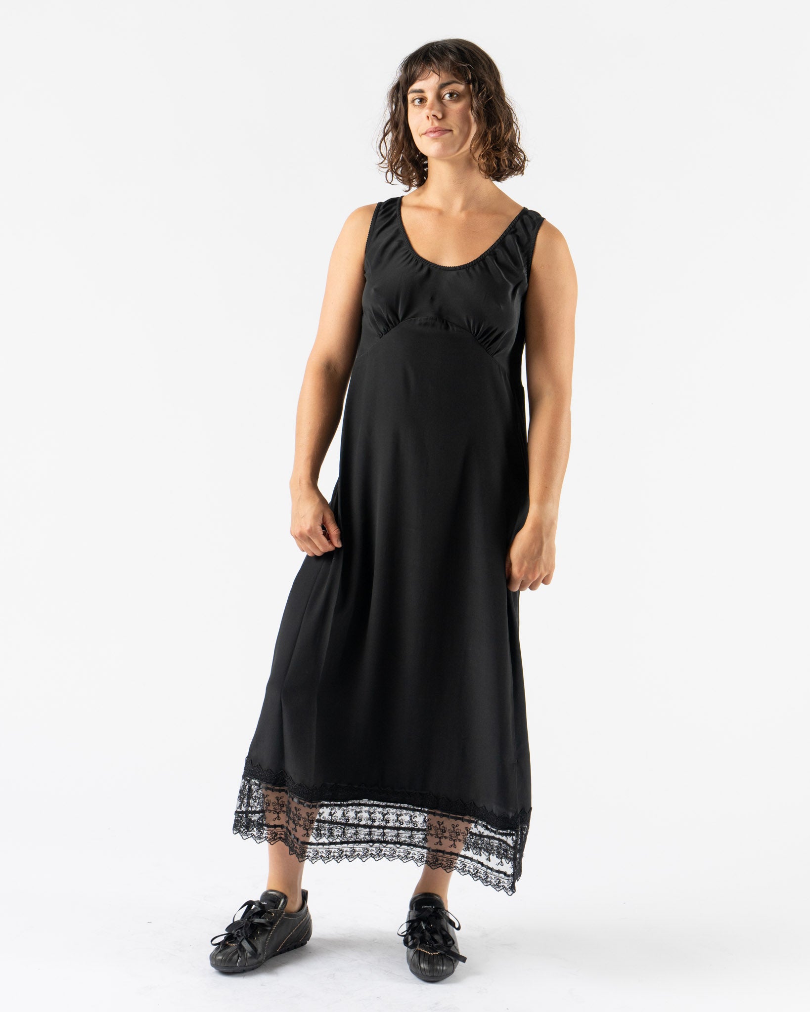 Simone Rocha Scoop Neck Slip Dress with Trim in Black