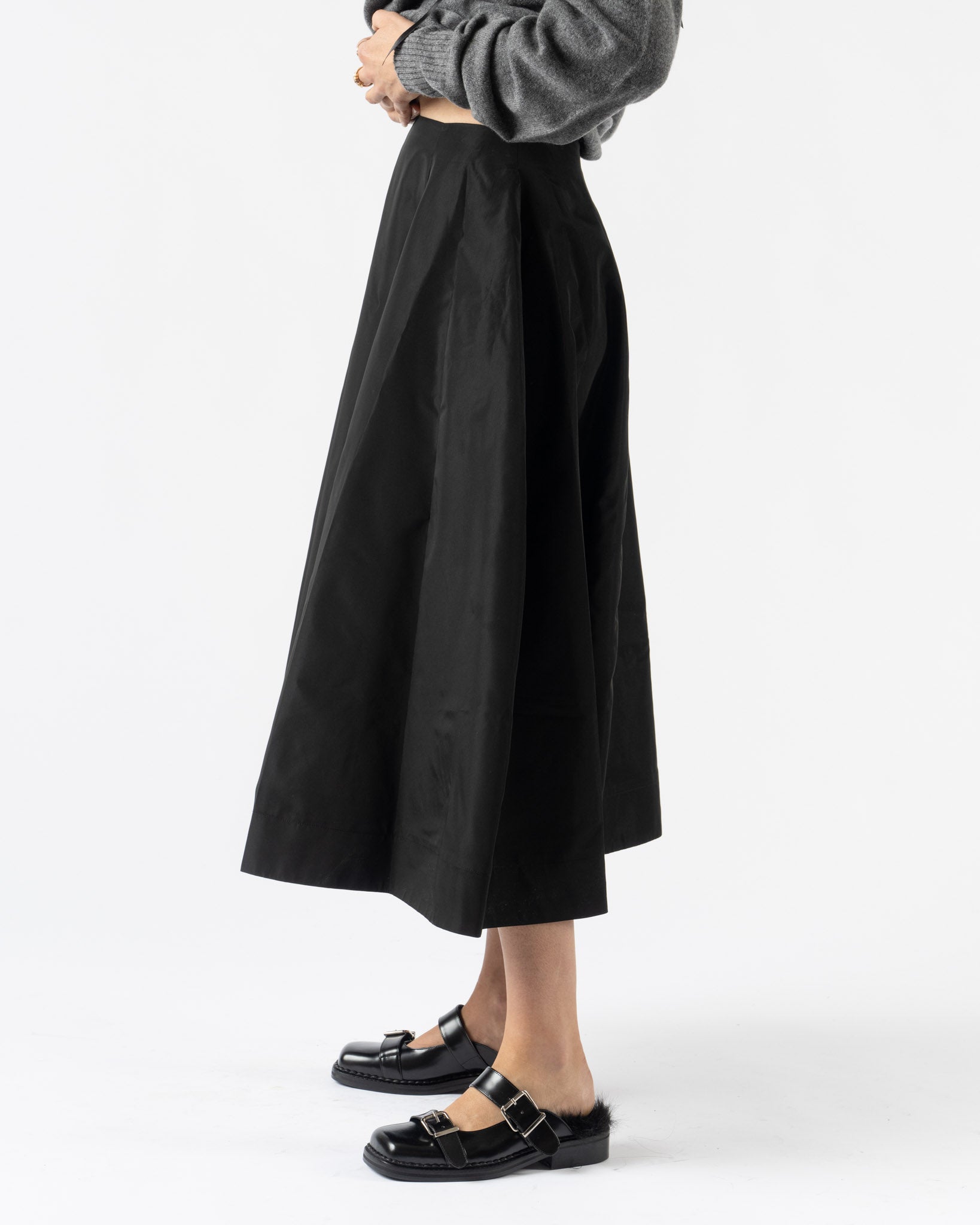 Simone Rocha Sculpt Ripple Skirt in Black Taffeta