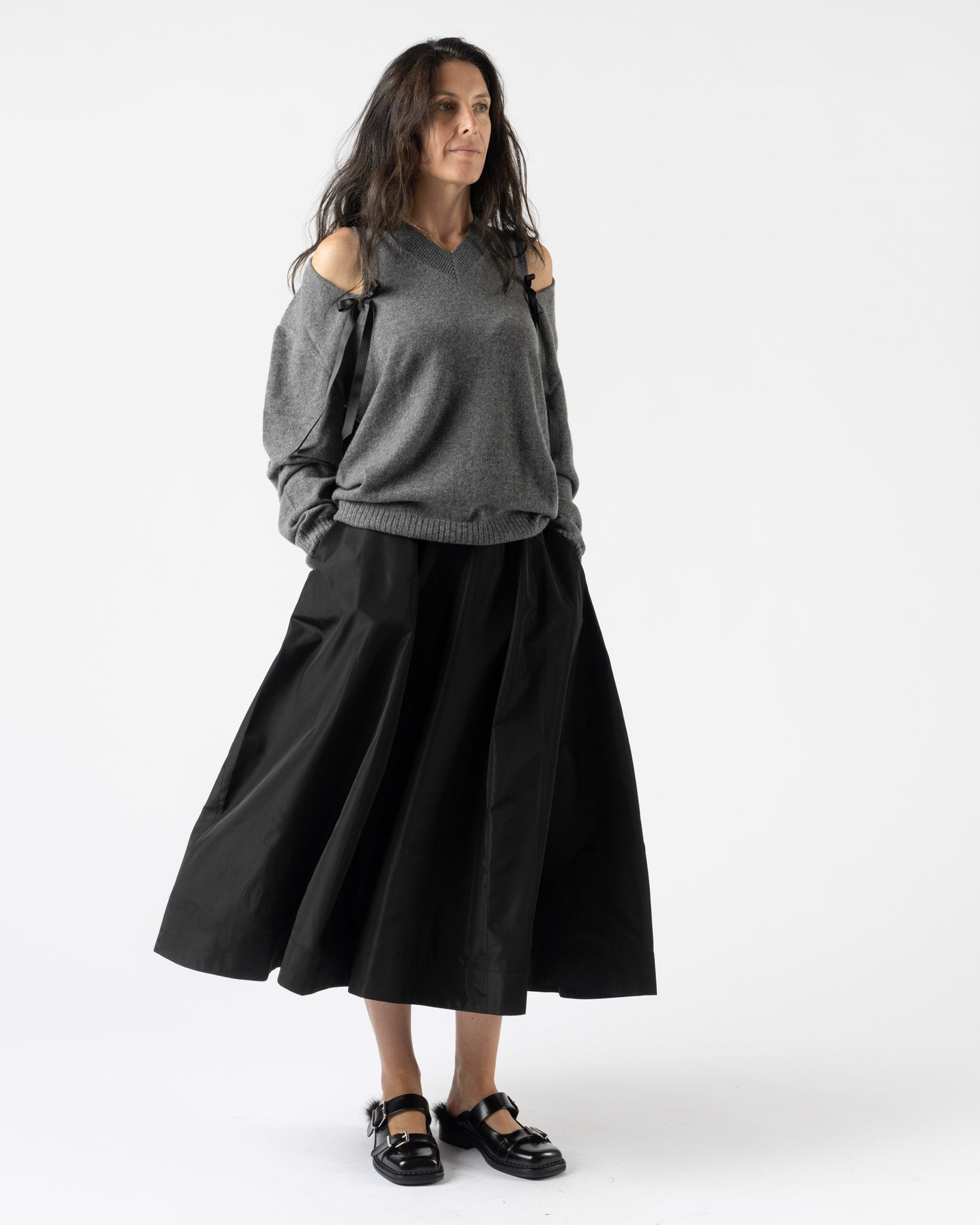 Simone Rocha Sculpt Ripple Skirt in Black Taffeta