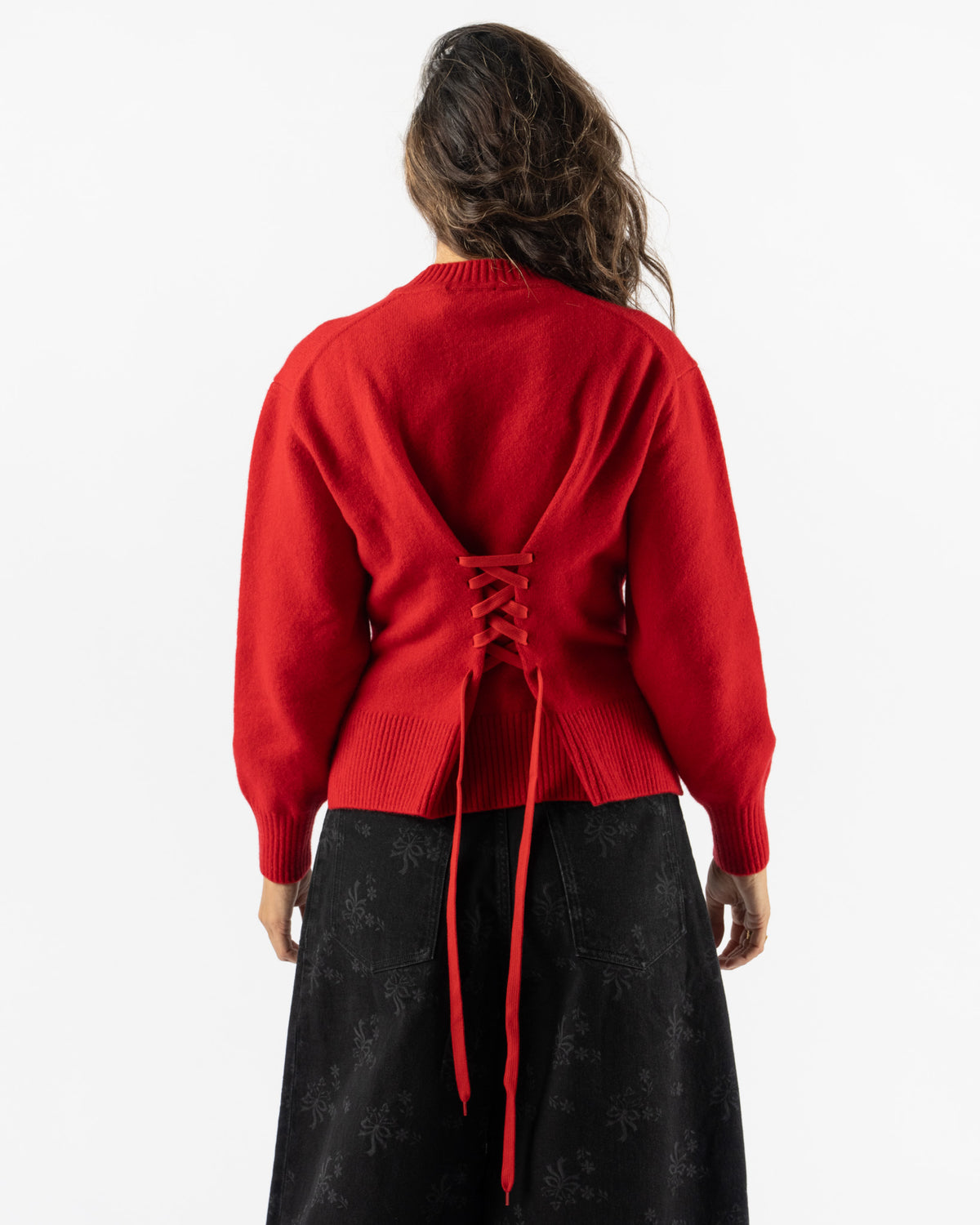 Simone Rocha Merino Sculpted Corset Jumper in Red