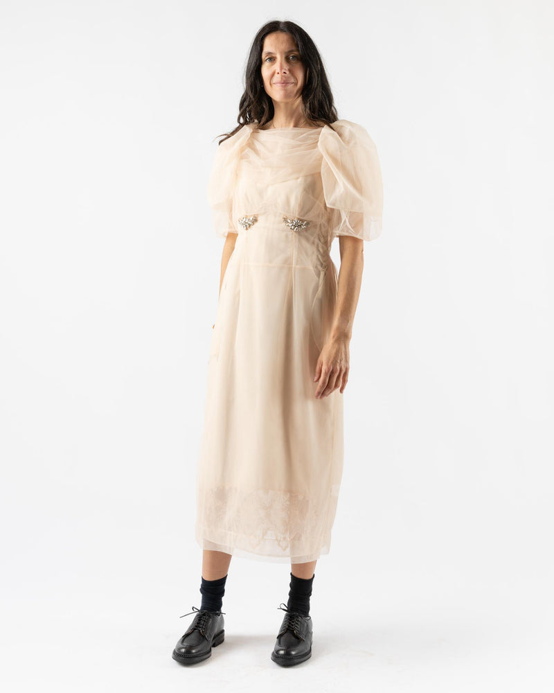 Simone Rocha Petal Sleeve Gathered Bust Corset Dress in Nude