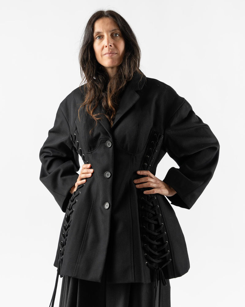 Simone Rocha Puff Sleeve Sculpted Corset Jacket in Black