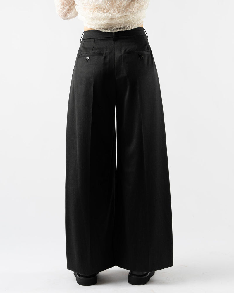 Simone Rocha Pleated Wide Leg Trousers in Charcoal