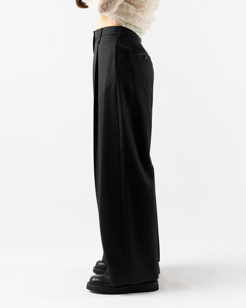 Simone Rocha Pleated Wide Leg Trousers in Charcoal