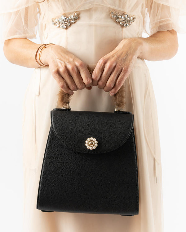 Simone Rocha Valentine Bag with Pearl Body Strap in Black/Brown/Pearl