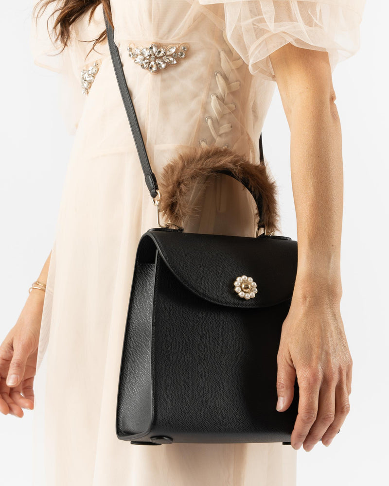 Simone Rocha Valentine Bag with Pearl Body Strap in Black/Brown/Pearl