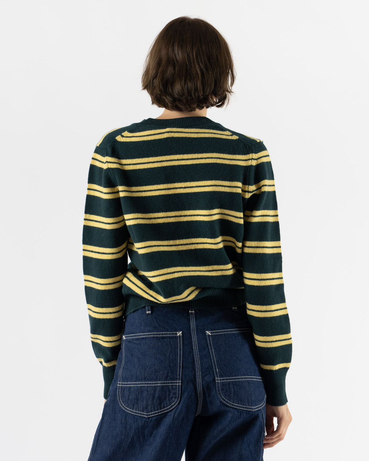 &Daughter Sligo Shrunken V-Neck in Stripe Holly with Yellow