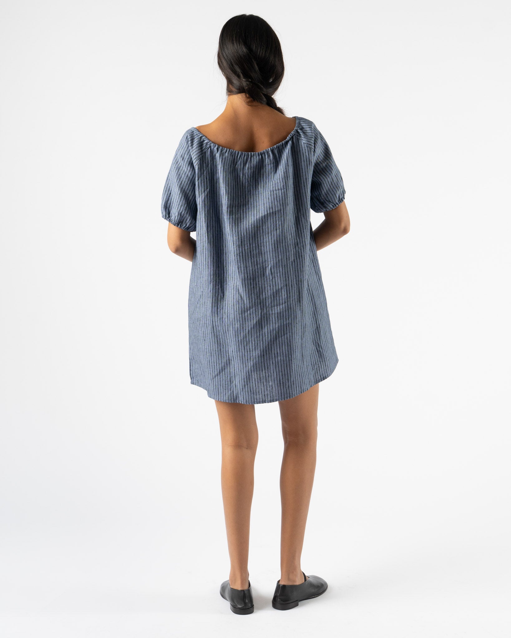 Deiji Studios Smock Dress in Asure Stripe