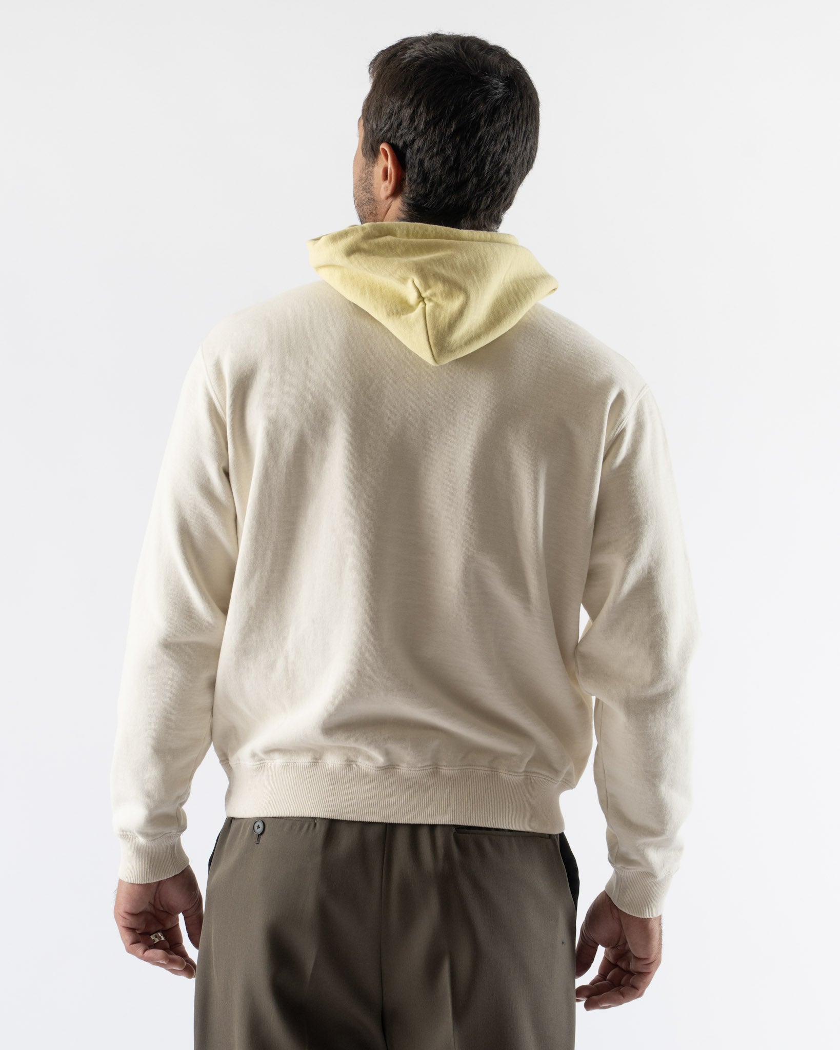 Auralee Smooth Soft BD Sweat P/O Parka in White x Yellow