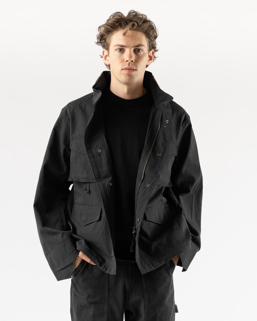 Snow Peak TAKIBI Ripstop Field Jacket in Black Curated at Jake and Jones