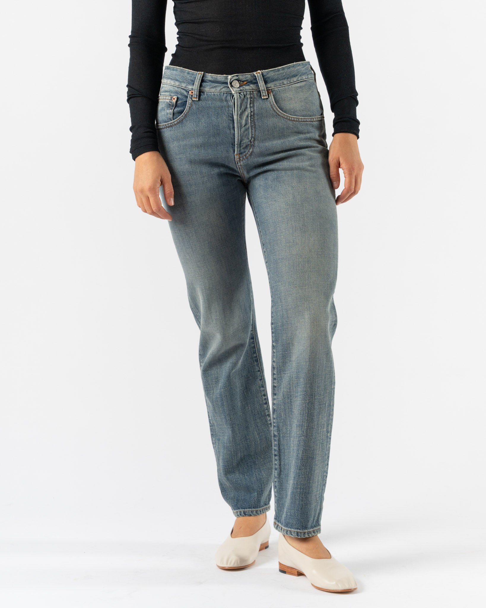 MM6 Maison Margiela Straight Pants Five Pockets in Blue Denim