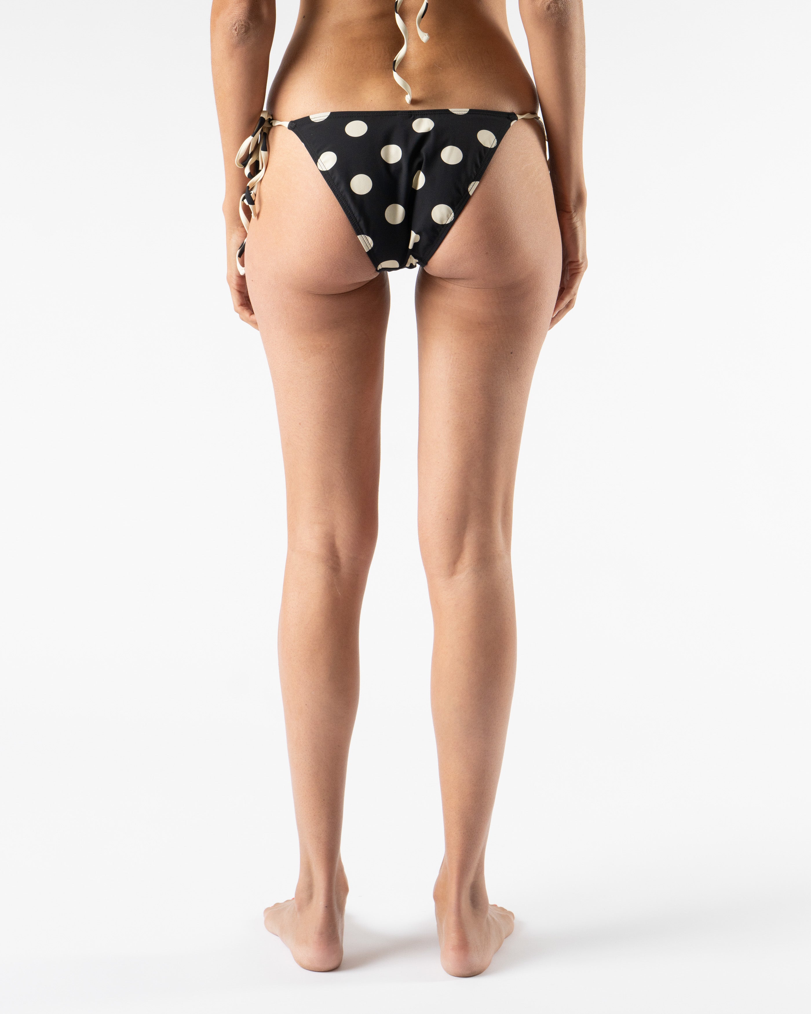 Nu Swim String Bottom in Polka Black/Cream