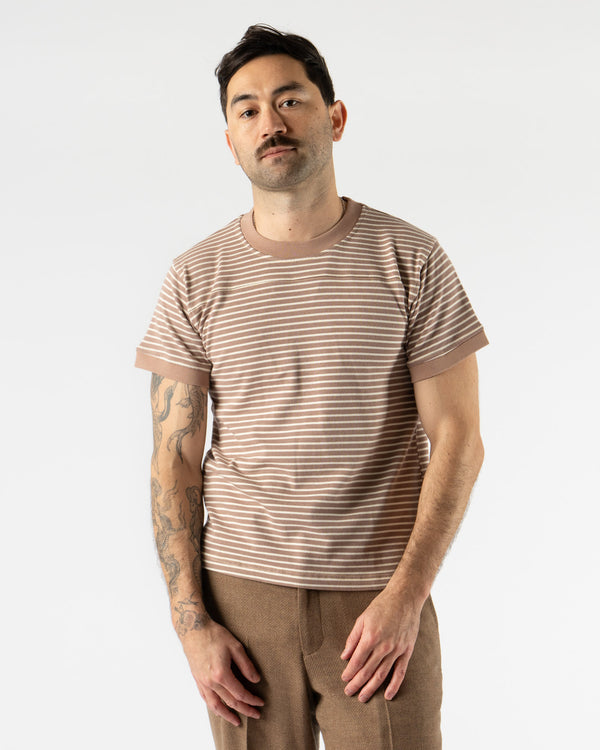 Carter Young Striped Football Tee in Tan Stripe