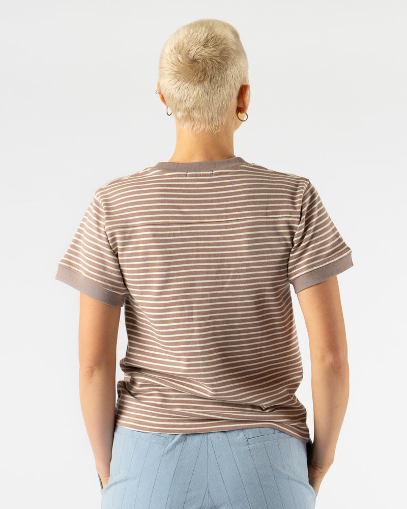 Carter Young Striped Football Tee in Tan Stripe