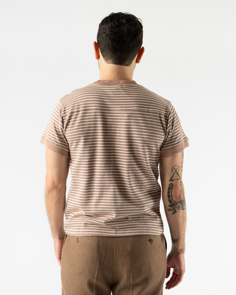 Carter Young Striped Football Tee in Tan Stripe