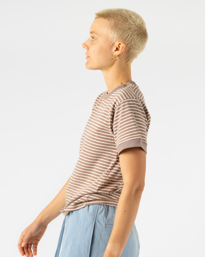 Carter Young Striped Football Tee in Tan Stripe