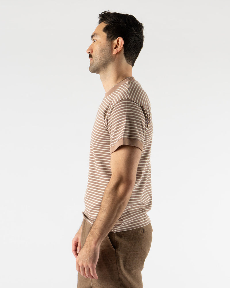 Carter Young Striped Football Tee in Tan Stripe