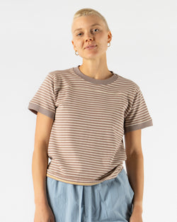 Carter Young Striped Football Tee in Tan Stripe