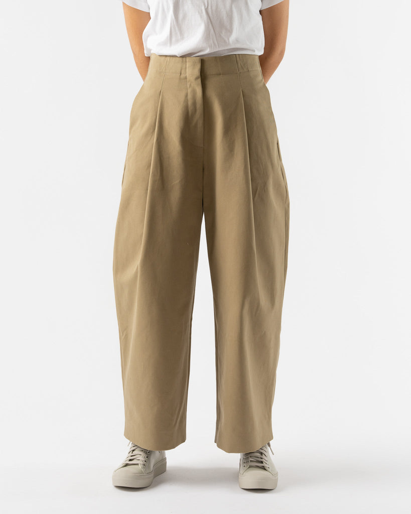 Studio Nicholson Dordoni Deep Pleat Volume Ankle Pant in Tan 