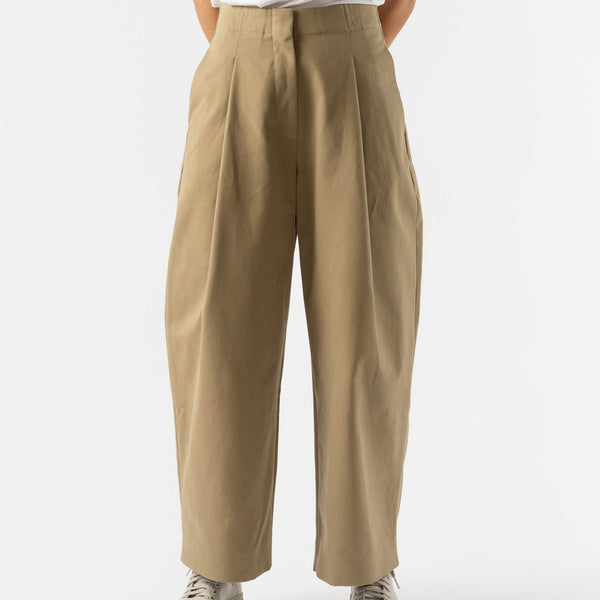 Studio Nicholson Dordoni Deep Pleat Volume Ankle Pant in Tan