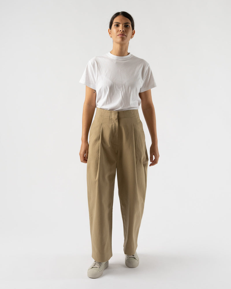 Studio Nicholson Dordoni Deep Pleat Volume Ankle Pant in Tan Curated at Jake and Jones 0