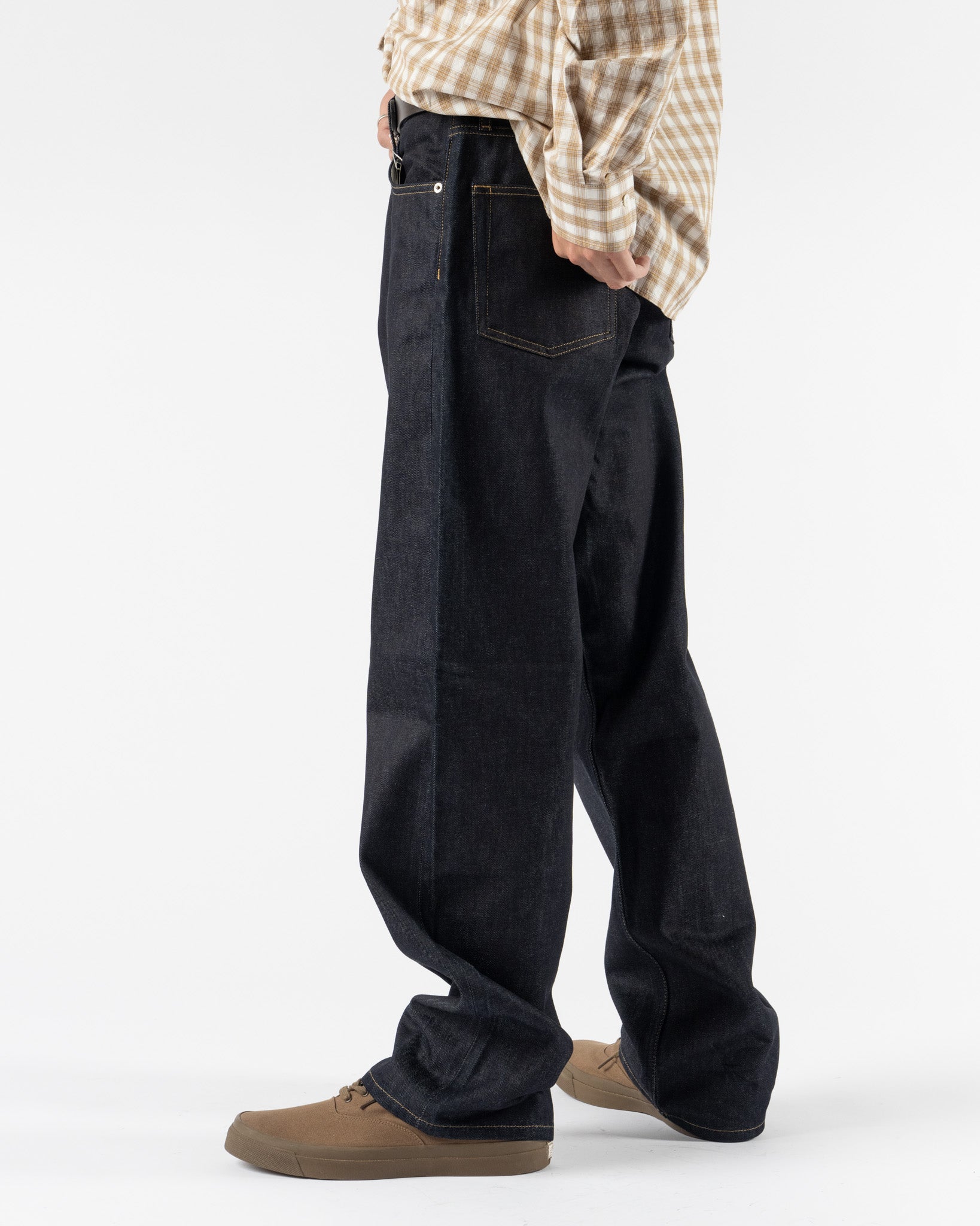 Sunflower Loose Raw Selvedge Jeans in Raw Indigo