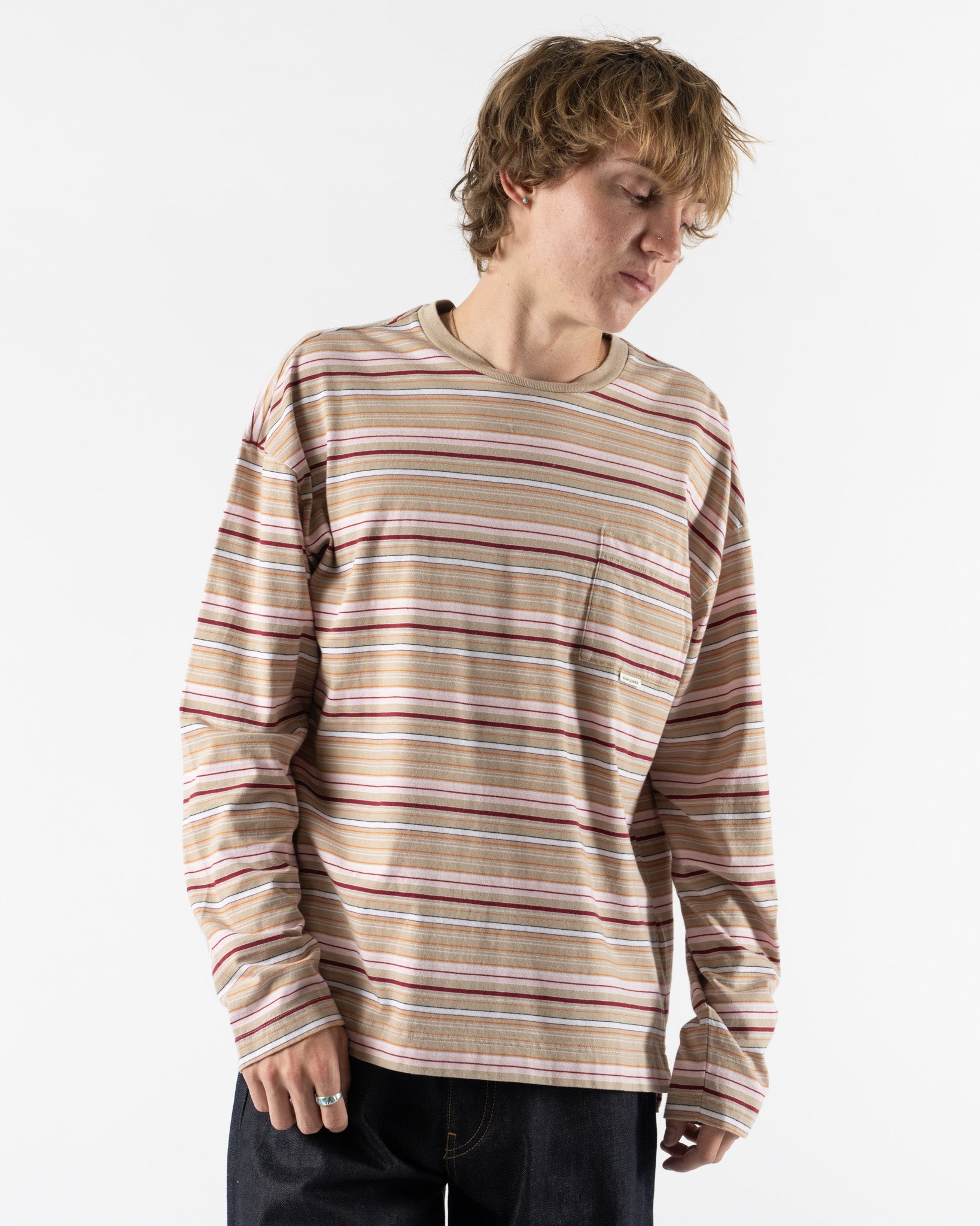 Sunflower Stripe LS Pocket Tee