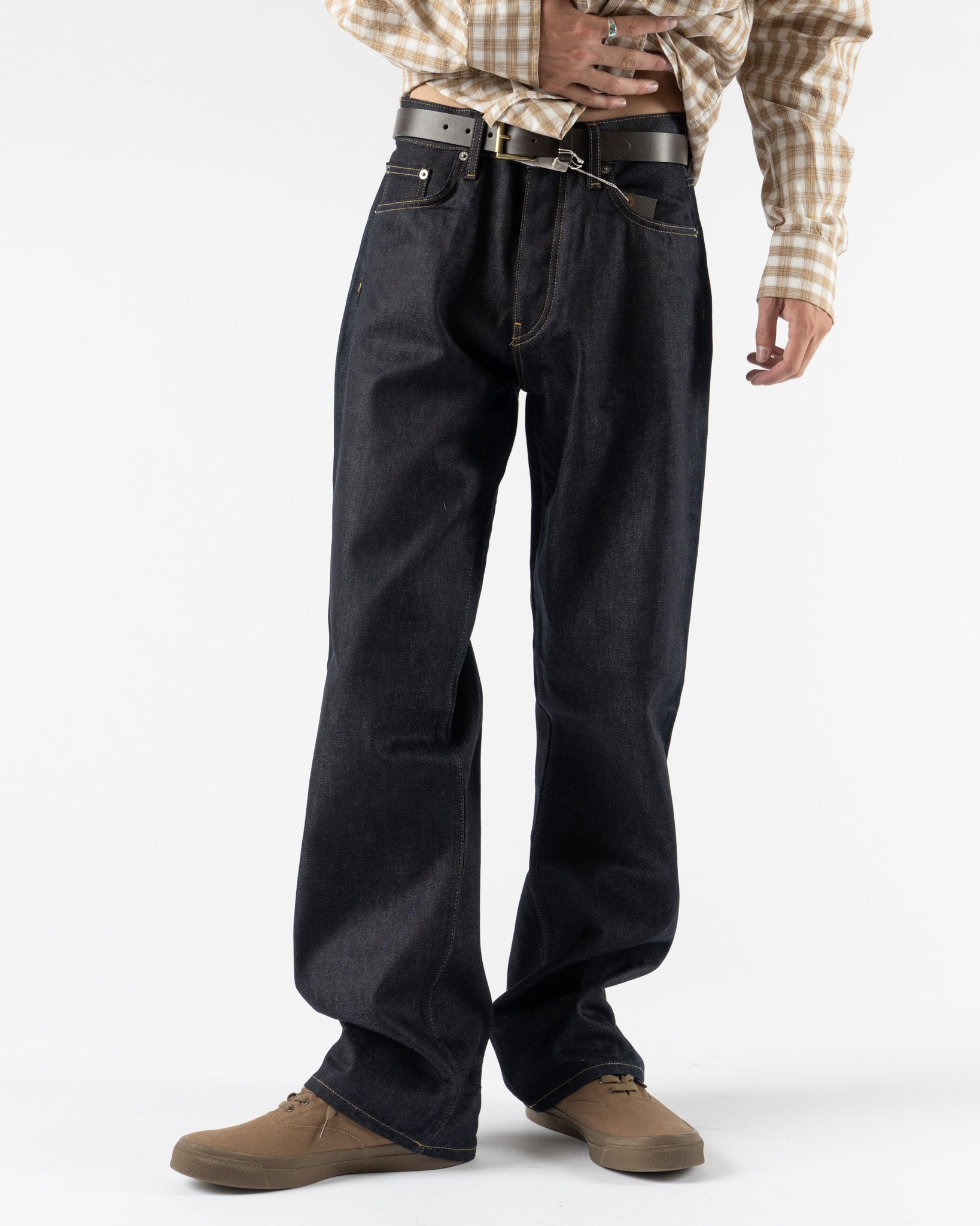 Sunflower Loose Raw Selvedge Jeans in Raw Indigo