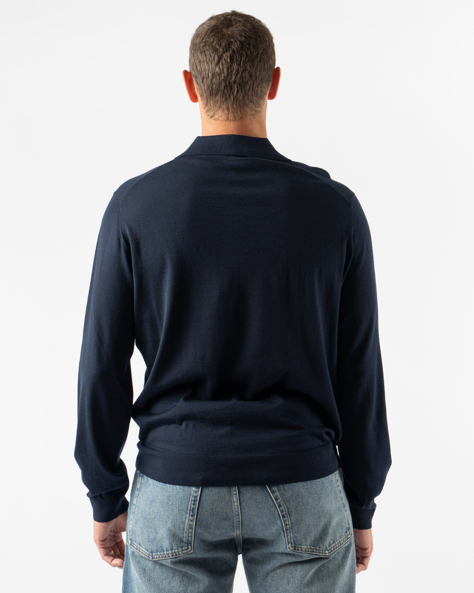 Sunflower Merino Polo in Navy