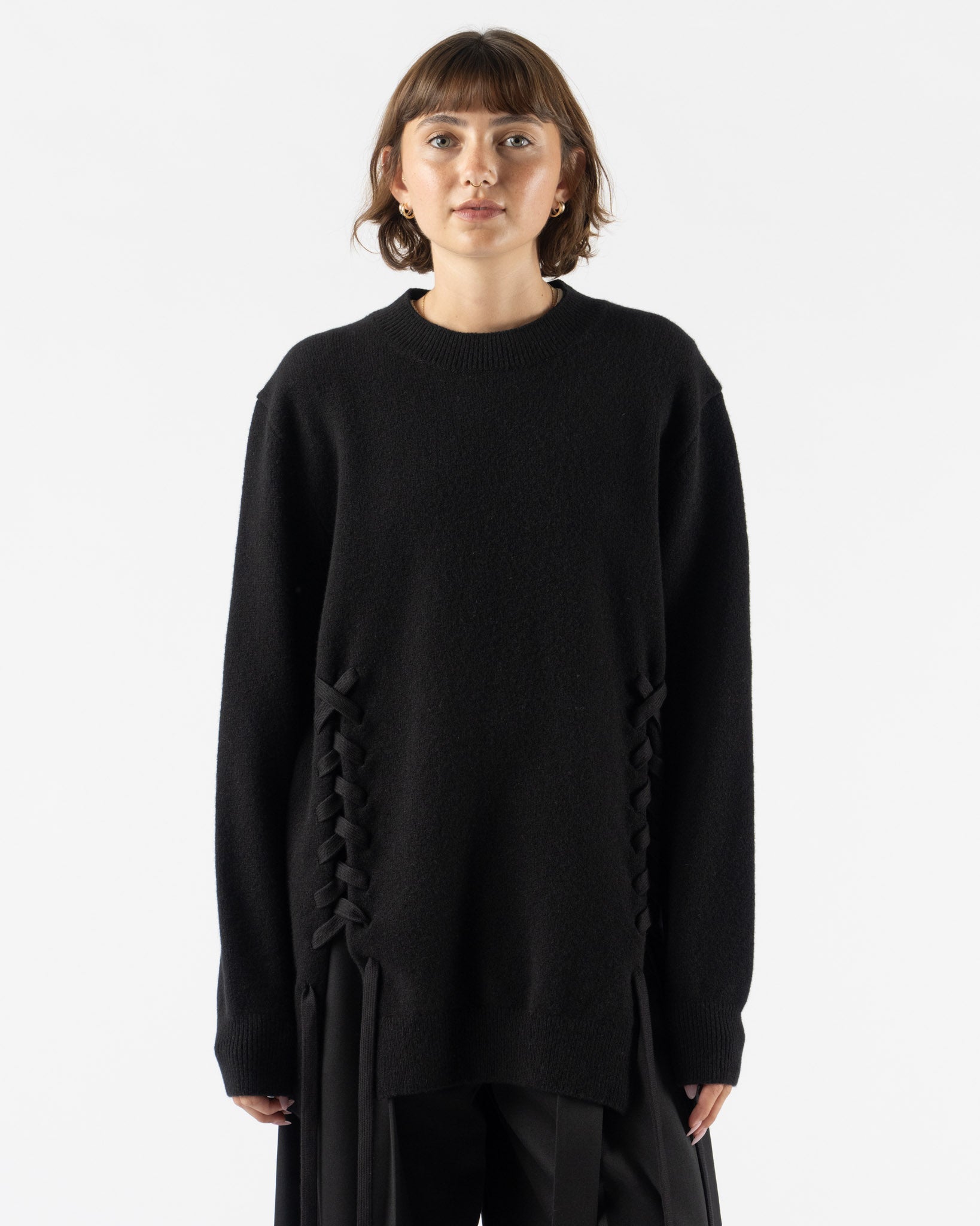 Simone Rocha Merino Lace Hem Jumper Black/Black