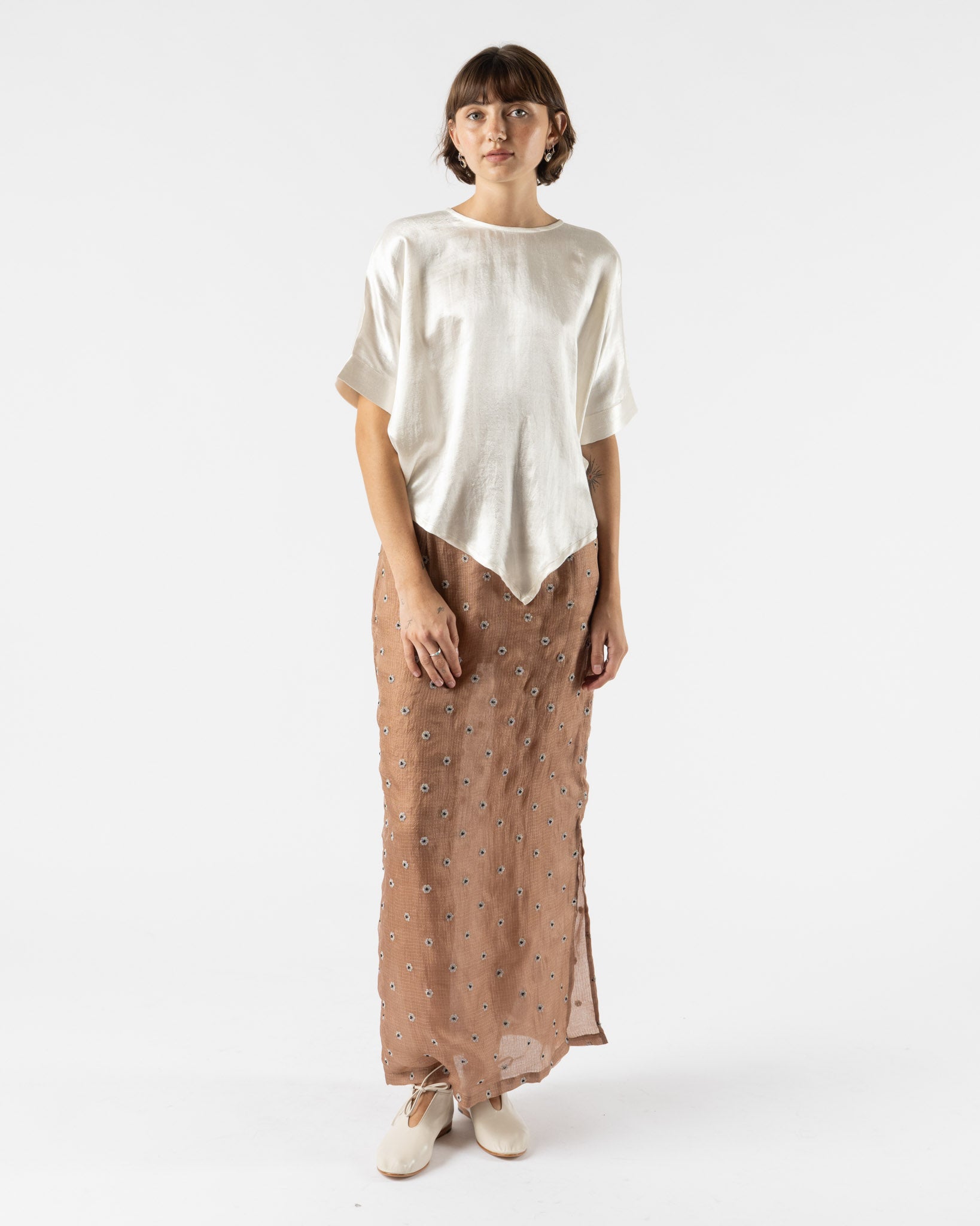 Tigra Tigra Cuffed Tee in White