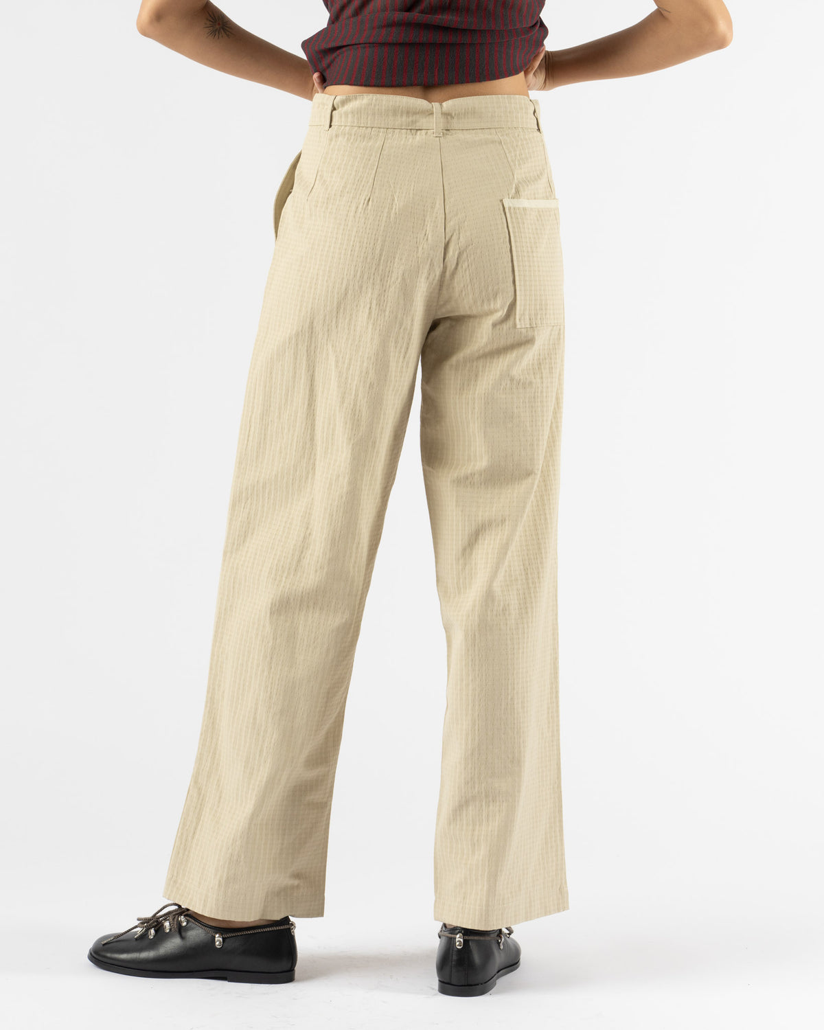 Deiji Studios Tab Belt Pant in Beige Square