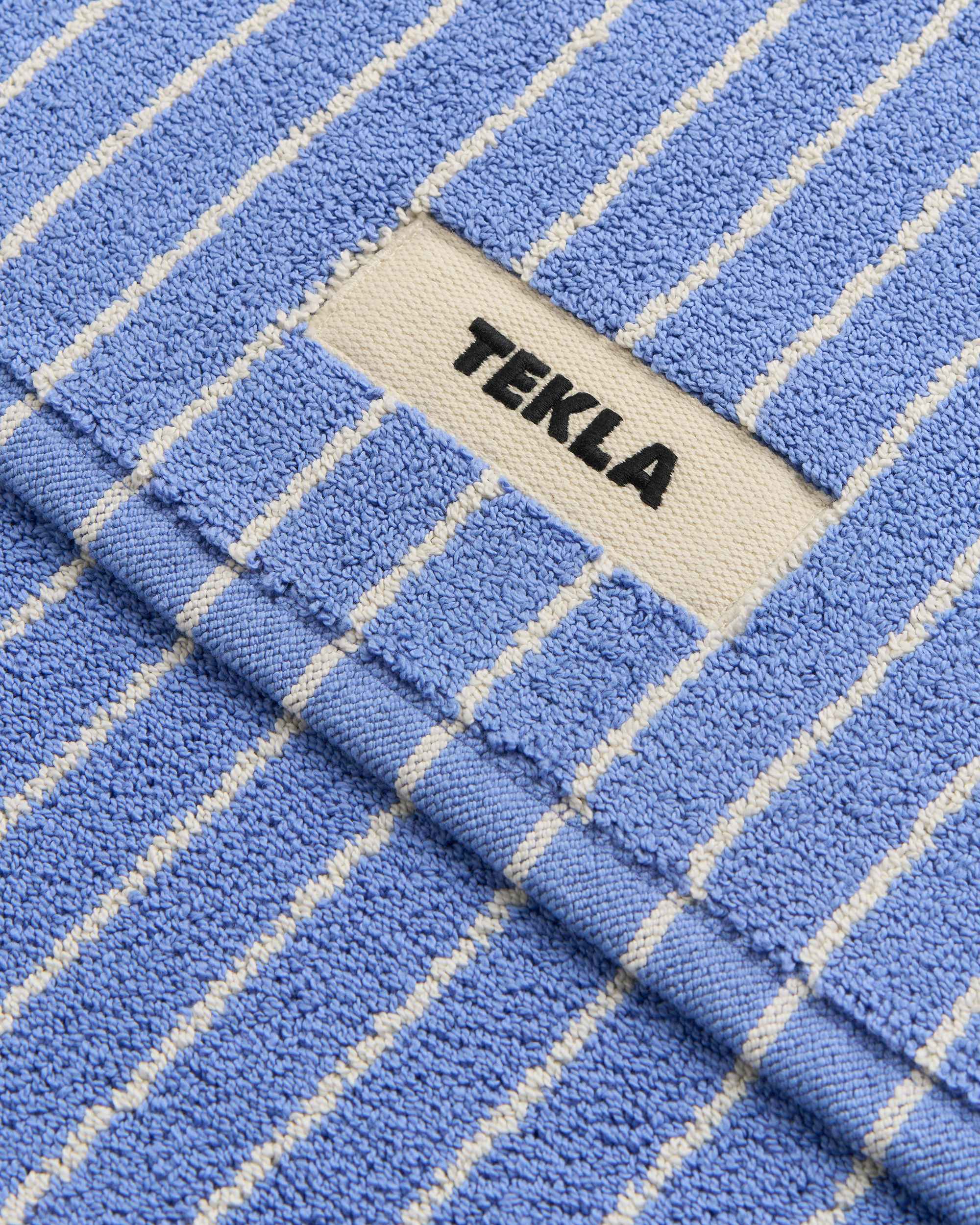 Tekla Bath Mat in Clear Blue Stripes Curated at Jake and Jones