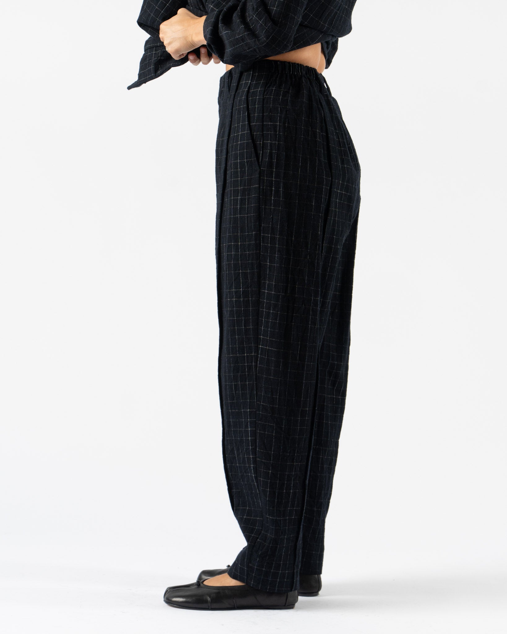 Toogood The Librarian Trouser Crumpled Check Ink