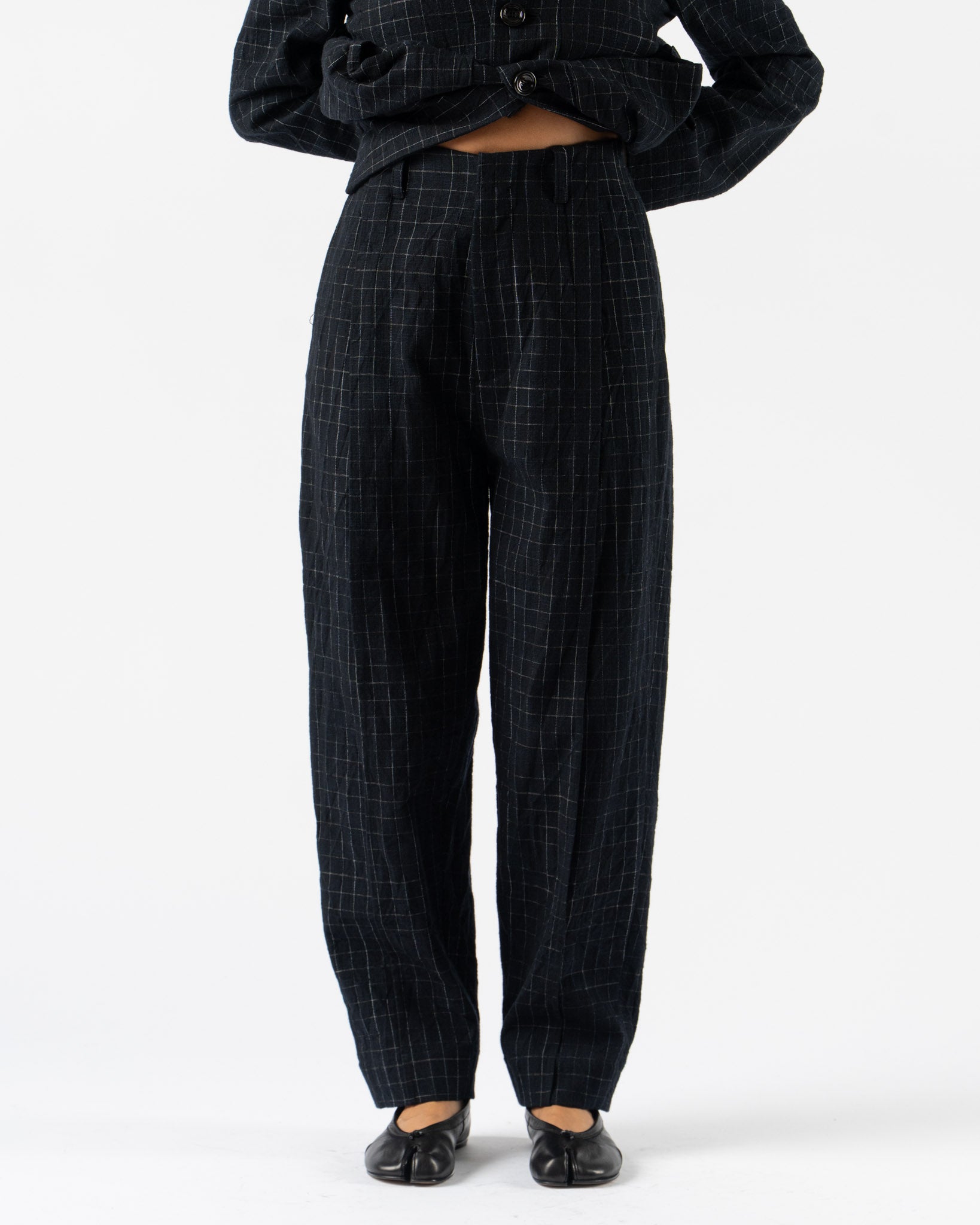 Toogood The Librarian Trouser Crumpled Check Ink