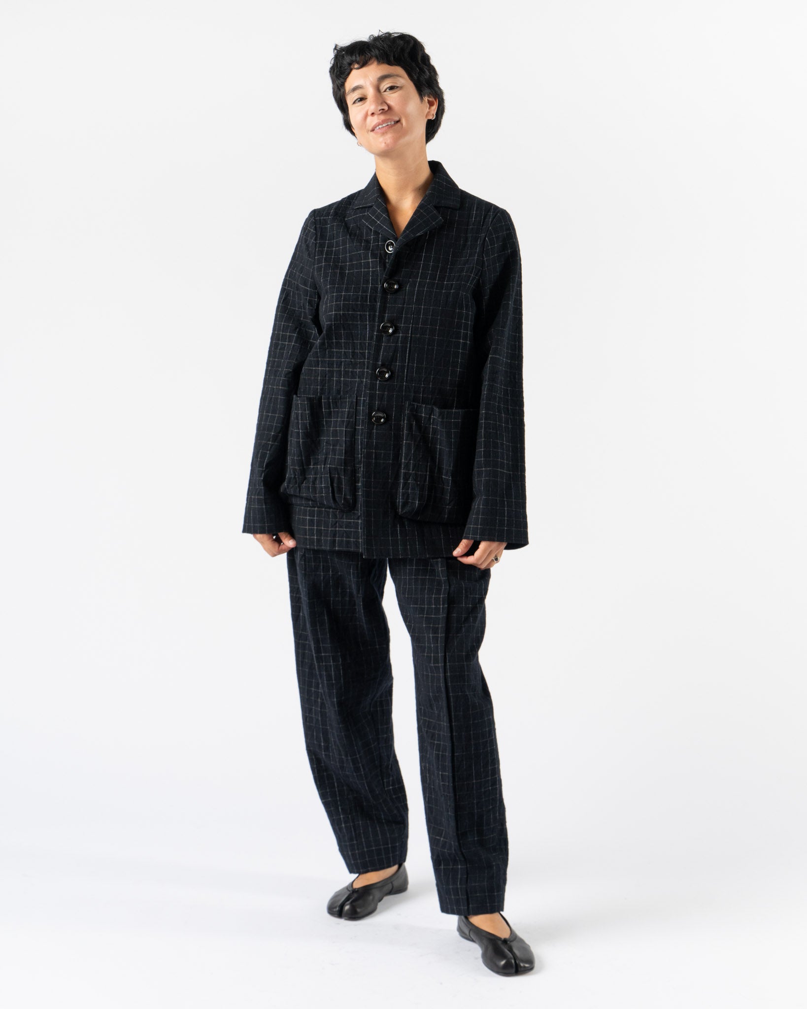Toogood The Librarian Trouser Crumpled Check Ink