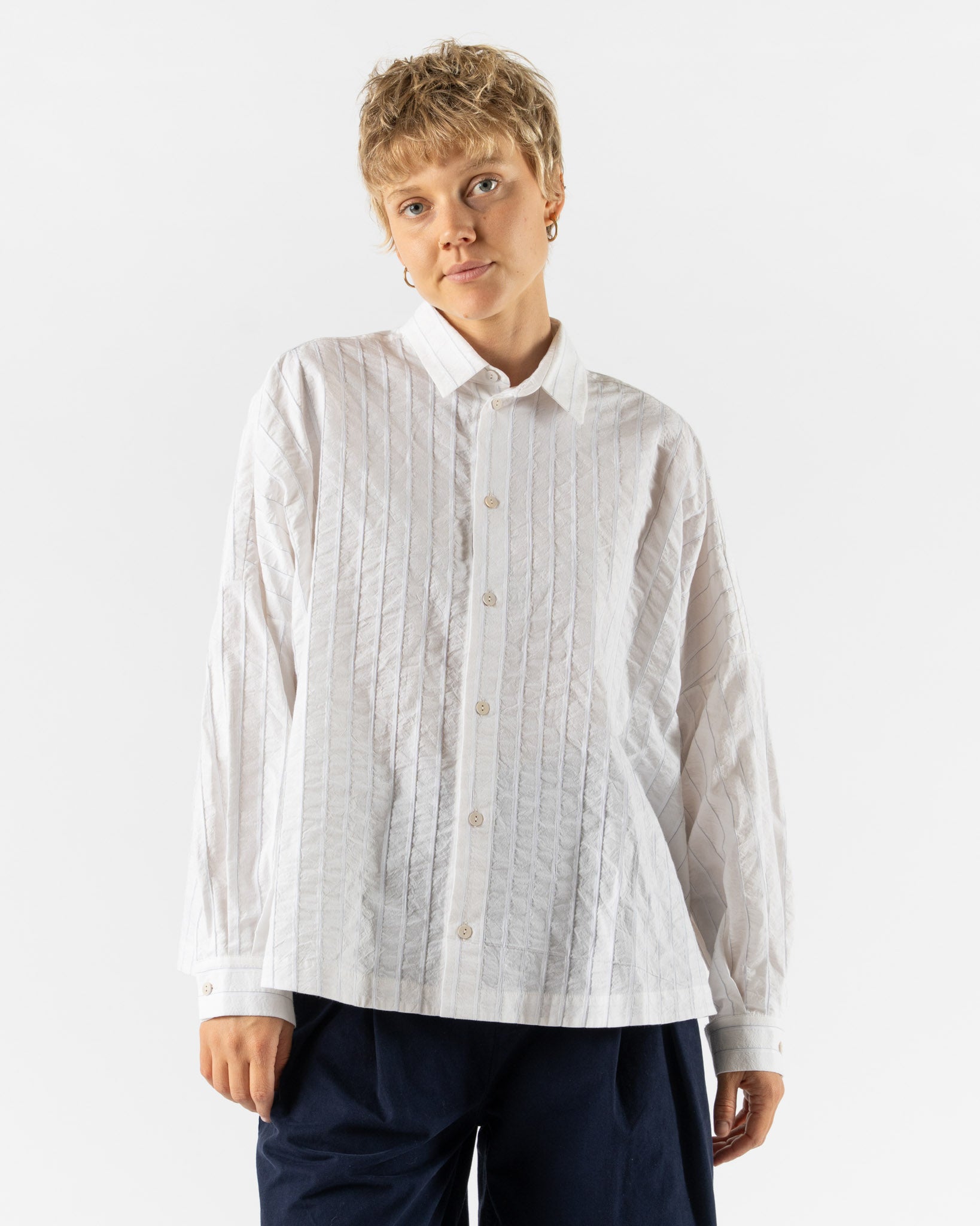 Toogood The Farrier Shirt Raised Stripe Chalk