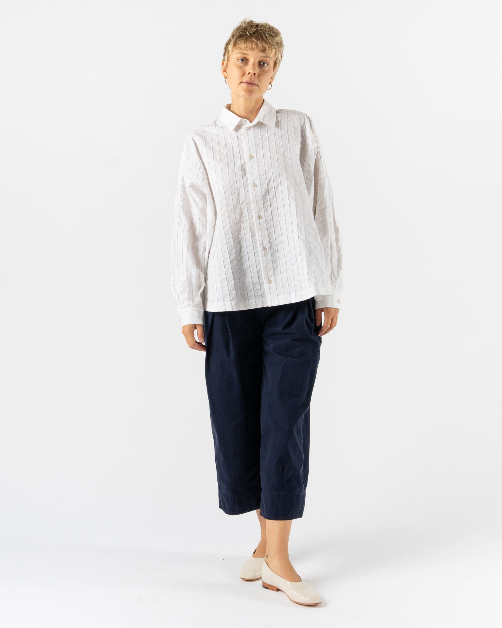 Toogood The Farrier Shirt Raised Stripe Chalk