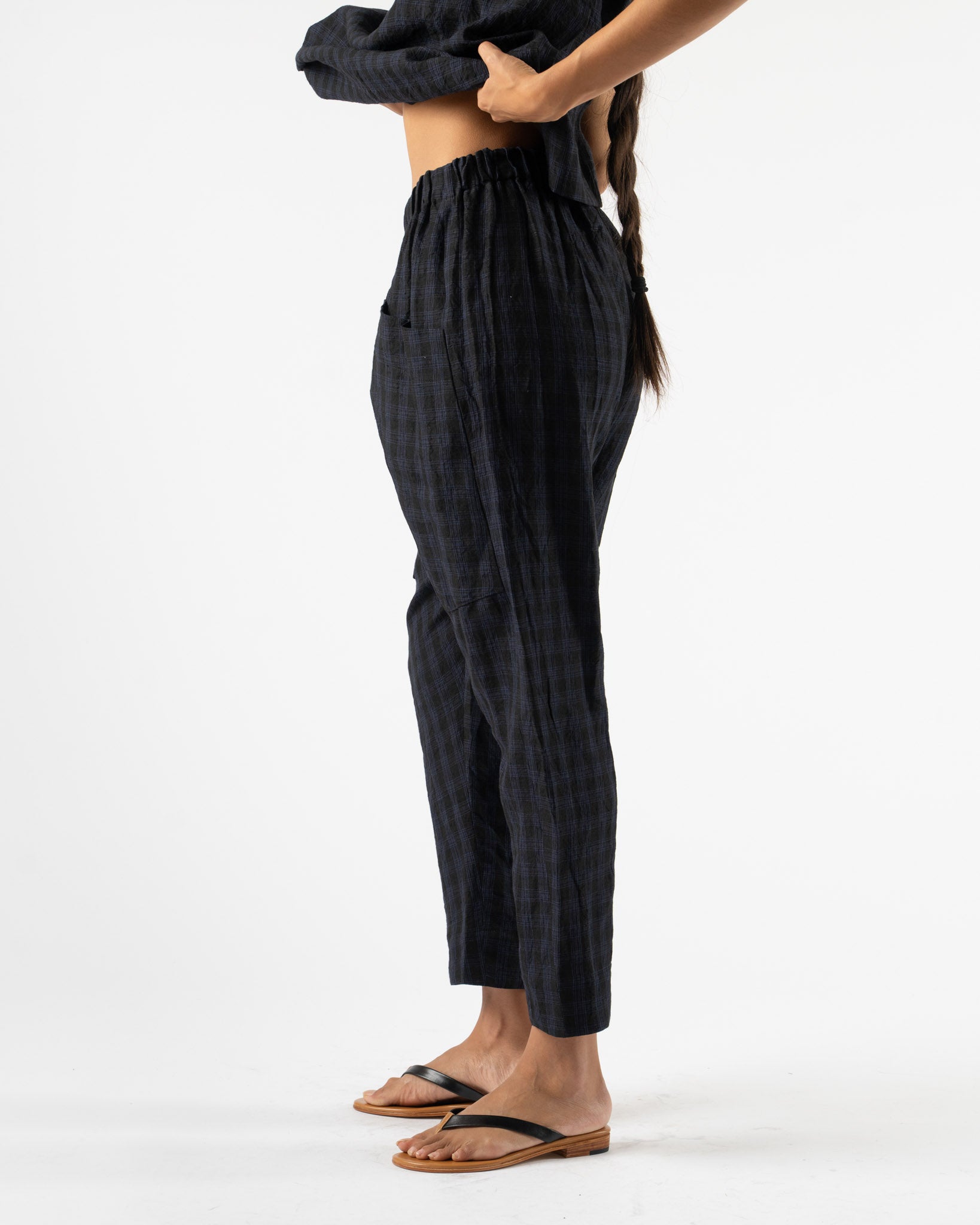 Toogood The Perfumer Trouser in Linen Check Midnight