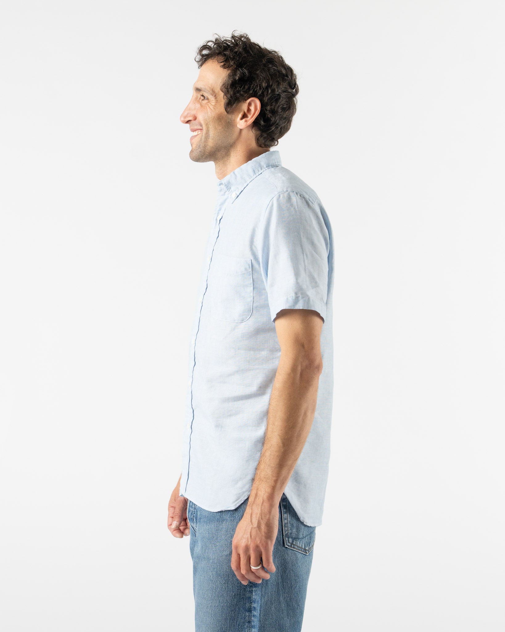 Beams Plus BD Coolmax Linen Shirt in Sax