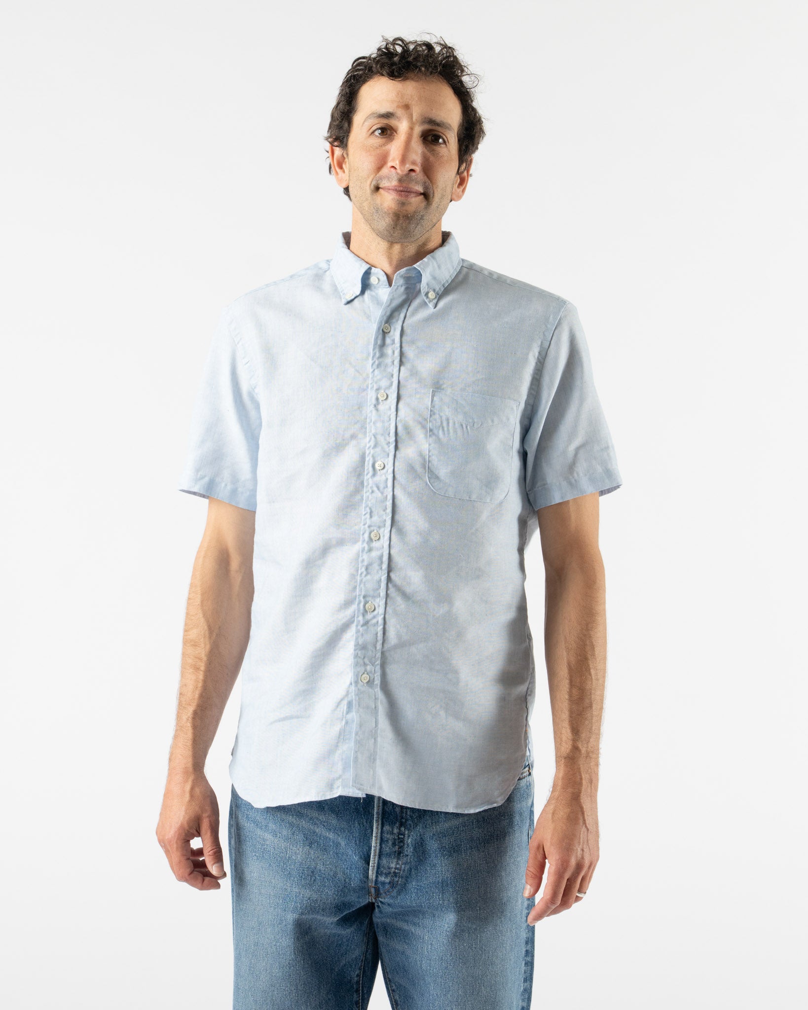 Beams Plus BD Coolmax Linen Shirt in Sax